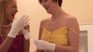 Lesbian UK MILFs kiss and use dildos for sixty nine sex