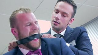 Gay in suit  to suck dick and takes anal slamming