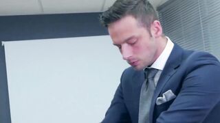 Gay in suit  to suck dick and takes anal slamming