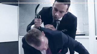 Gay in suit  to suck dick and takes anal slamming