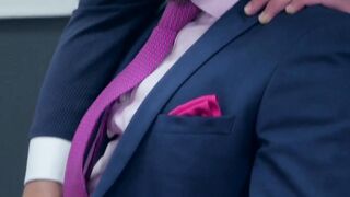 Gay in suit  to suck dick and takes anal slamming
