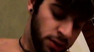 Handsome hairy stud receives passionate handjob and blowjob