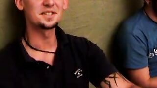 Handsome hairy stud receives passionate handjob and blowjob