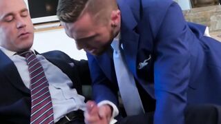Financial specialists in suits suck and buttcentric screw after work