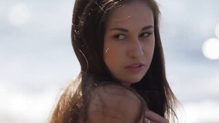 Demi Fray flashes her sexy body in small tits in sensual slow motion
