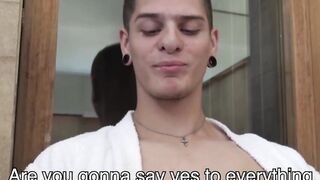 Tattooed jock pounded POV doggystyle bareback in spa