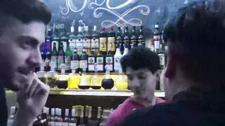 First time Latino doggystyle bareback ends with cum facial