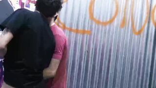 First time Latino doggystyle bareback ends with cum facial