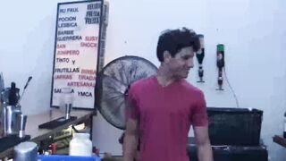 First time Latino doggystyle bareback ends with cum facial