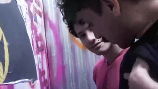 First time Latino doggystyle bareback ends with cum facial