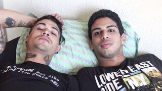 Latino jocks fucking bareback after sucking cock first time