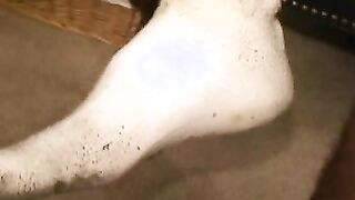 Rough older dude strips naked and slowly masturbates solo