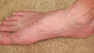 Rough older dude strips naked and slowly masturbates solo
