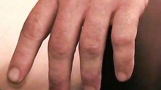 Rough older dude strips naked and slowly masturbates solo