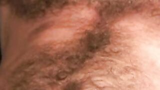 Rough older dude strips naked and slowly masturbates solo