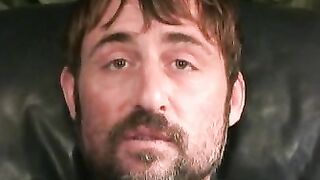 Mature hairy hunk pulls on his throbbing boner and loves it