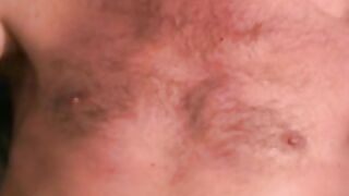 Mature hairy hunk pulls on his throbbing boner and loves it