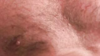 Mature hairy hunk pulls on his throbbing boner and loves it