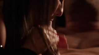 Cute babe licks MILF pussy and after receives big cumshot