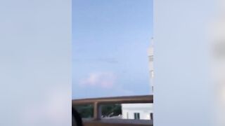 Big Tits Ebony Sucks BBC in a Public Balcony