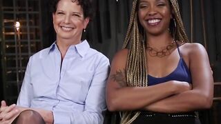 Black lezdom anal fucks bound cougar