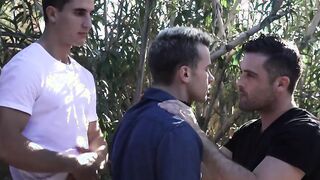 Handsome stepfather makes twink join threeway rawpounding