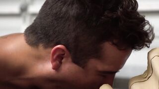 Latino guard barebacks young perp and ass creampies him