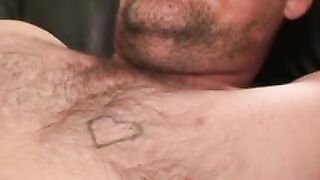 Rough older man strips and slowly tugs on his big hard meat