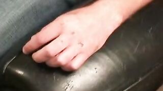 Rough older man strips and slowly tugs on his big hard meat