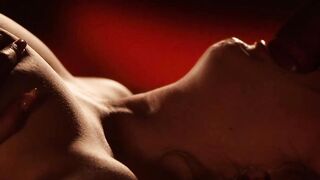 Erotic redhead MILF sucks two cocks and gets pussy fingered