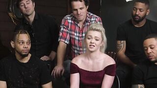 Bound blonde anal gang banged by huge cocks