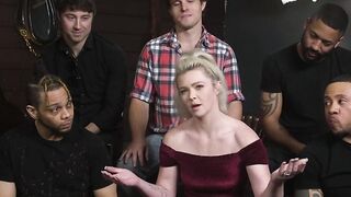 Bound blonde anal gang banged by huge cocks