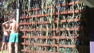 Straight Latino twinks pool kissing and outside raw fucking