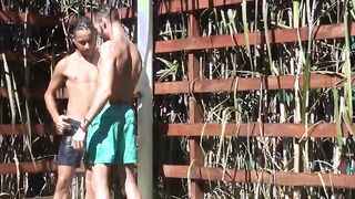 Straight Latino twinks pool kissing and outside raw fucking