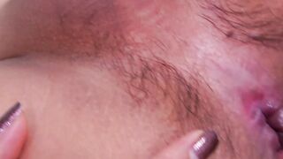 Busty Asian shemale teasing before passionate solo jerk off