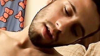 Hairy amateur is jacking off his cock and using a fleshlight