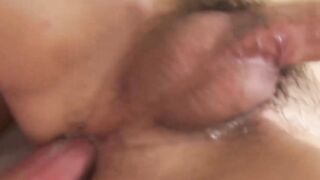 Hot Asian tranny trades sensual caresses before buttcentric finishes with facial