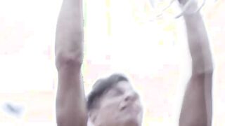 Gaze at this TS suck and ride 2 big cocks in court