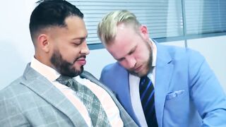 elegant hunk Menek Drilling Tobias Anal with attractive businessmen