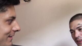 After blowjobs straight Latino jocks with tattoos pound bareback