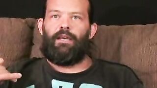 Hung mature bearded daddy tugs on his big fat cock harshly