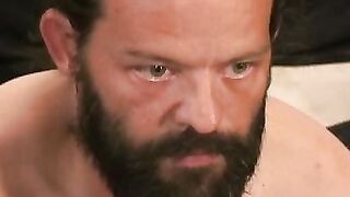 Hung mature bearded daddy tugs on his big fat cock harshly
