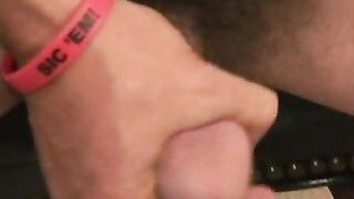 Hung mature bearded daddy tugs on his big fat cock harshly