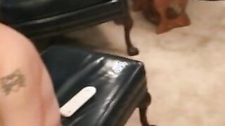 Hung mature bearded daddy tugs on his big fat cock harshly