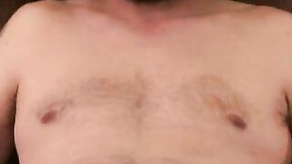 Hung mature bearded daddy tugs on his big fat cock harshly