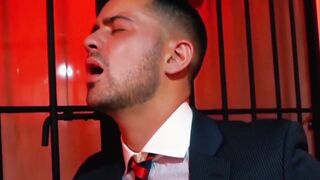 Chief makes out with accomplice prior to pounding his butt