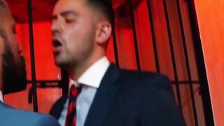 Chief makes out with accomplice prior to pounding his butt