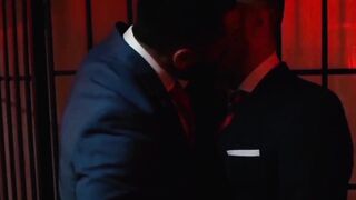 Chief makes out with accomplice prior to pounding his butt