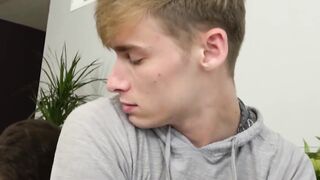 Light gay bored with new dildo and his stepbrothers dick