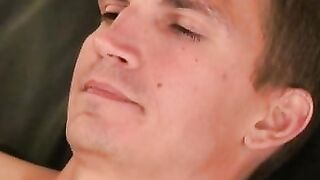 Stud tugs on his hard boner very calmly
